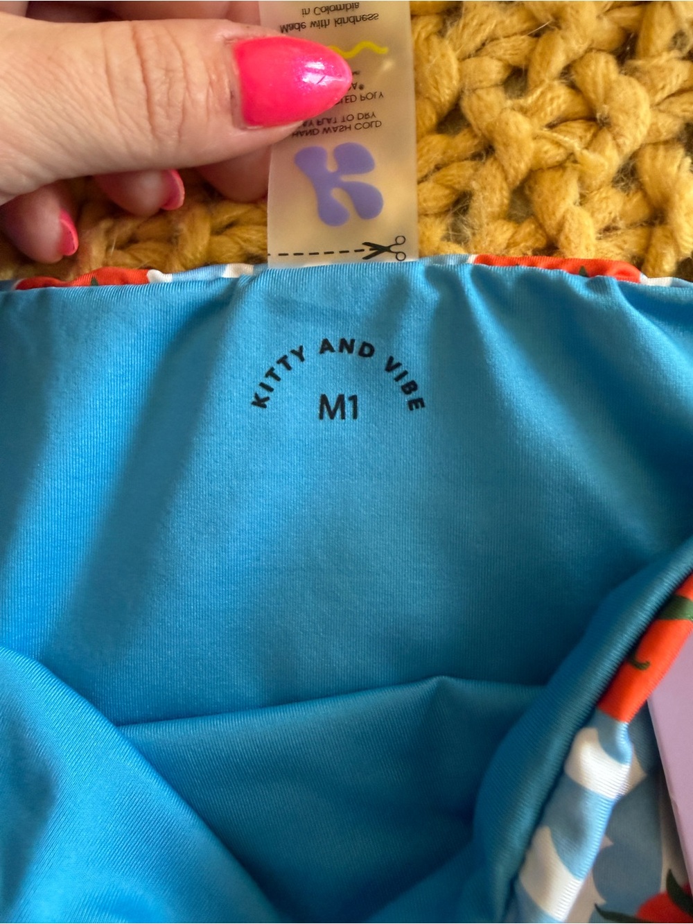 NWT Kitty & Vibe Tomato Print Two-Piece Swim Set - Blue & Red - Picture 3 of 5